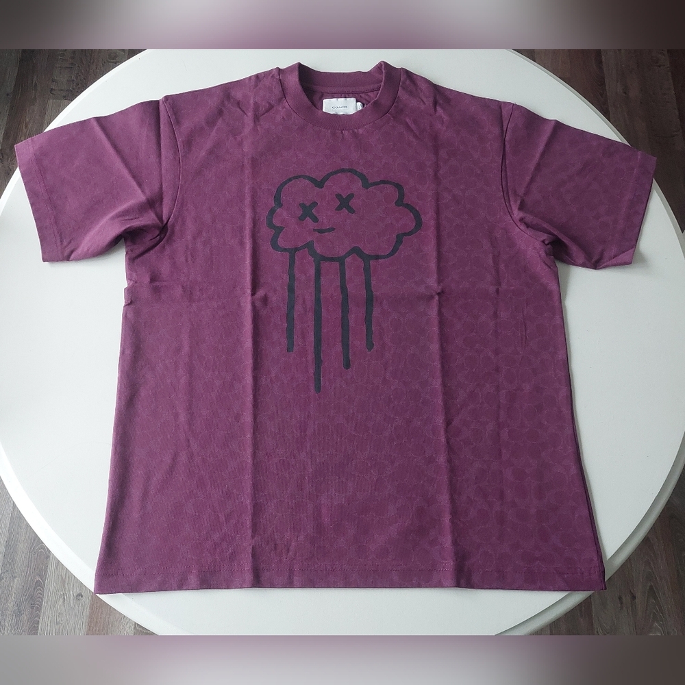Nwt Coach Garnet Rave Cloud Signature Tshirt Men Size M Oversized L Xl Red New
